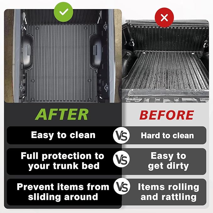 TripleAliners Truck Bed Mat Compatible with 2022 2023 2024 2025 2026 Toyota Tundra Accessories CrewMax 5.5FT Vehicle Perfectly Flush All Weather Protection TPE Heavy Duty Pickup Car Bed Cargo Mat