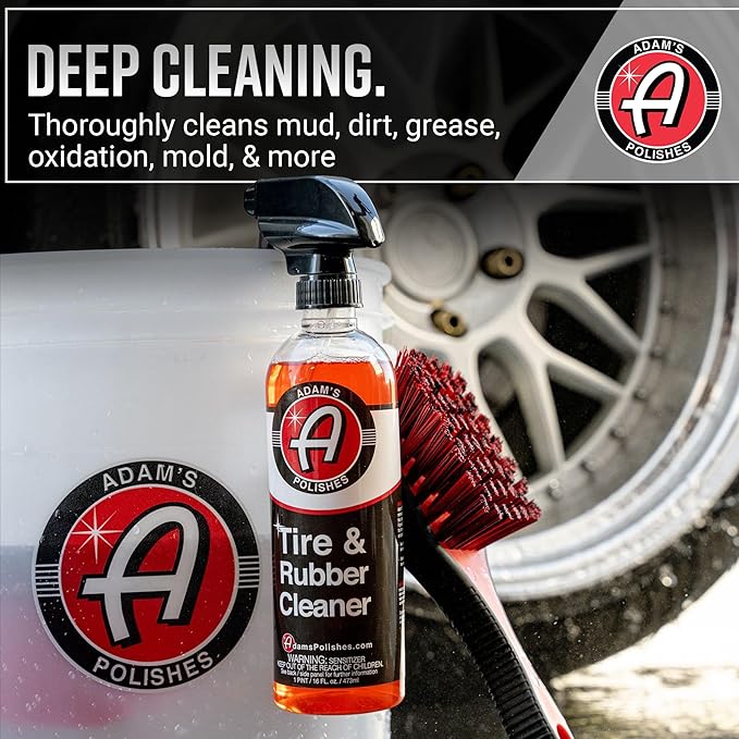 Adam's Polishes Tire & Rubber Cleaner (16 oz) - Removes Discoloration From Tires Quickly - Works Great on Tires, Rubber & Plastic Trim and Rubber Floor Mats