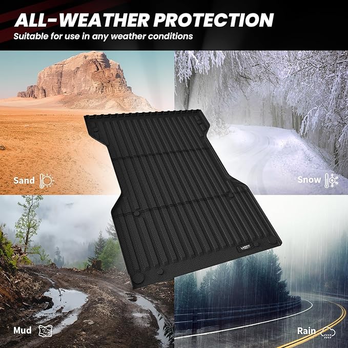 LASFIT Bed Mat for Toyota 2005-2023 Tacoma (5FT,61.3'' Bed) Truck Bed 5ft, All Weather TPE Car Bed Liner for Toyota Tacoma 2023 2022-2005 Accessories Truck Mat &Cargo Liner (Not Fit Drop-in Liners)