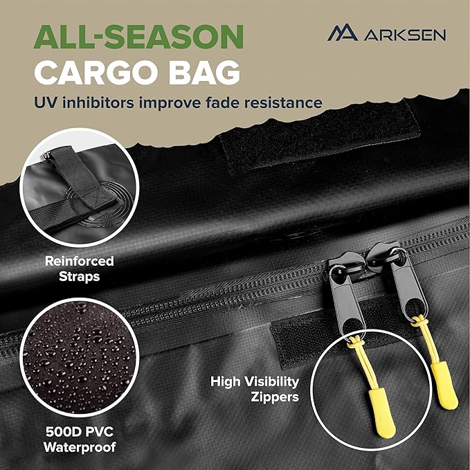 ARKSEN 43 x 39 x 6 Inch Universal 150LB Heavy Duty Roof Rack Cargo with 500D PVC Waterproof Cargo Bag, Car Top Luggage Holder Carrier Basket with Extension for SUV, Truck, & Car Steel Construction