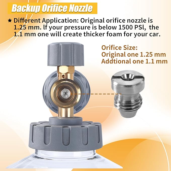 Tool Daily Foam Cannon for Pressure Washer with Dual Connector Accessory, Adjustable Soap Cannon with M22-14 and 1/4” Quick Connect Fittings, Additional Orifice Nozzle 1.1mm, 1.5 Liter