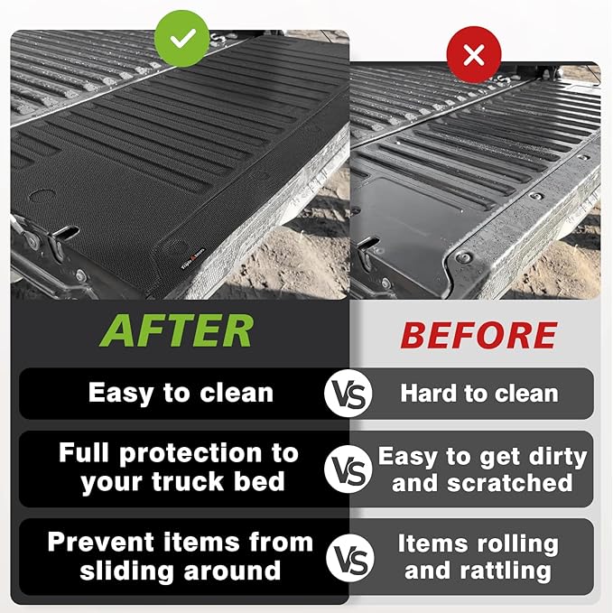 TripleAliners for Tacoma 2024 2025 | Truck Bed Tailgate Mat | Compatible with 2024 2025 Toyota Tacoma Accessories Tailgate Liner Protector Cargo Mat All-Weather Cargo Liner Custom Fit, 1PC