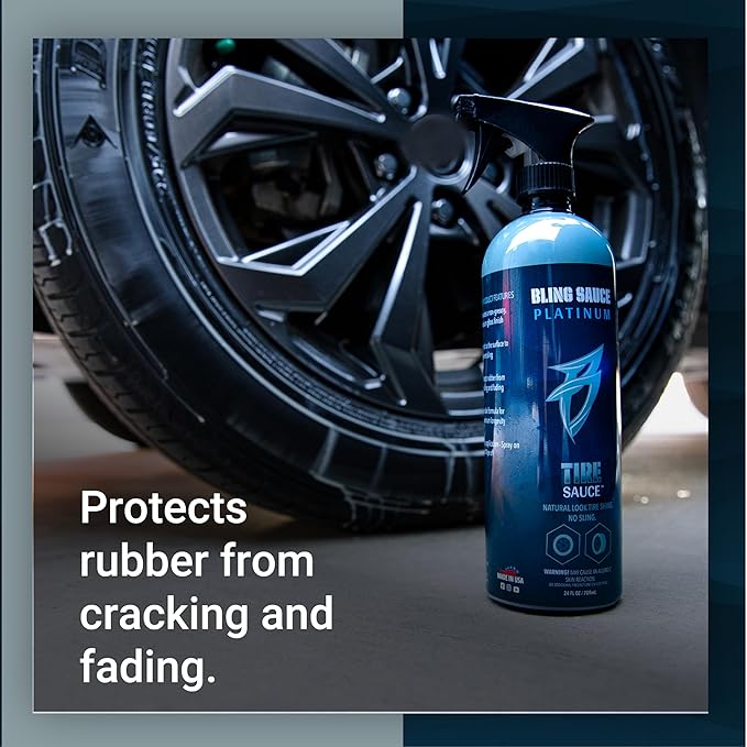 Bling Sauce Platinum Tire Sauce, Natural Look Tire Shine for Cars, Trucks, SUVs, 24oz.
