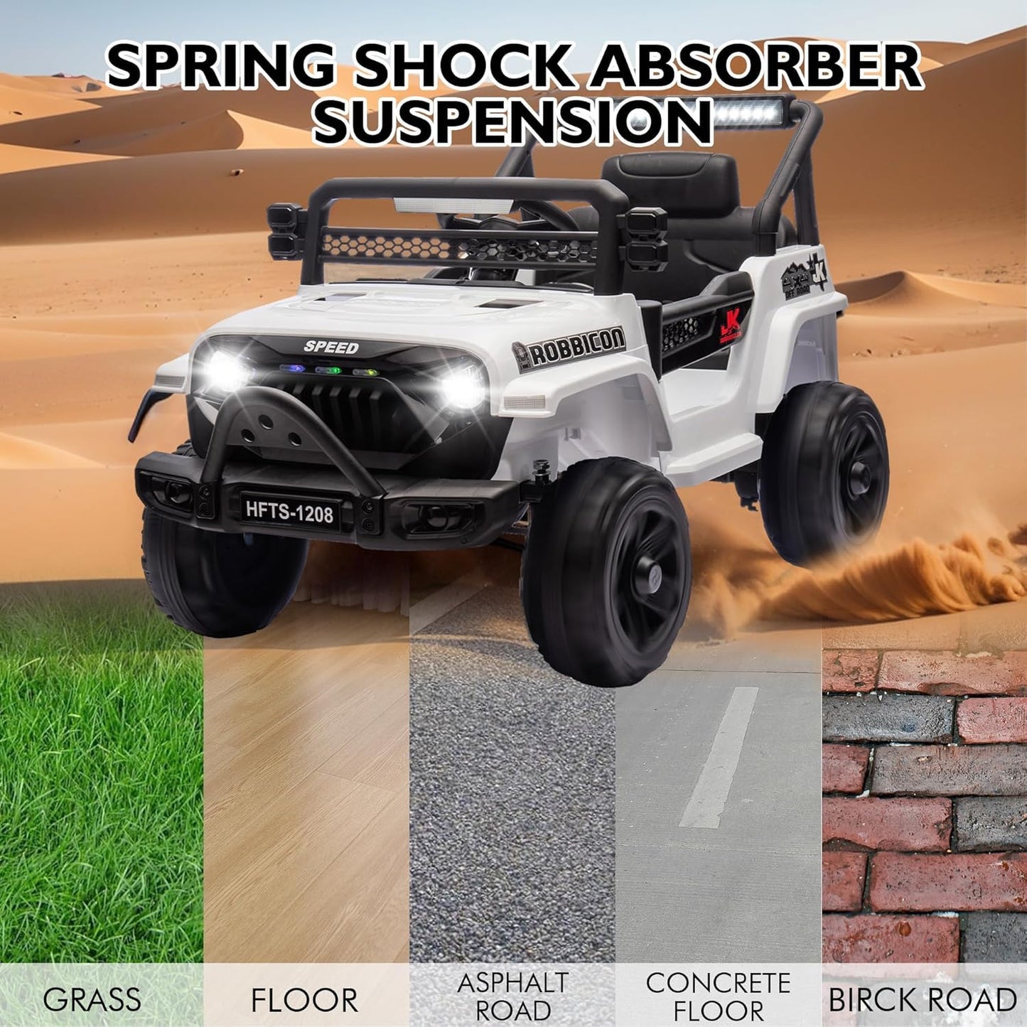 12V Ride on Electric Truck Car for Kids, 12V Kids Electric Vehicles w/Remote Control, Four-Wheel Suspension, USB, Bluetooth, Power Display, Lights, Battery Powered Ride on Toys for Boys Girls (White)