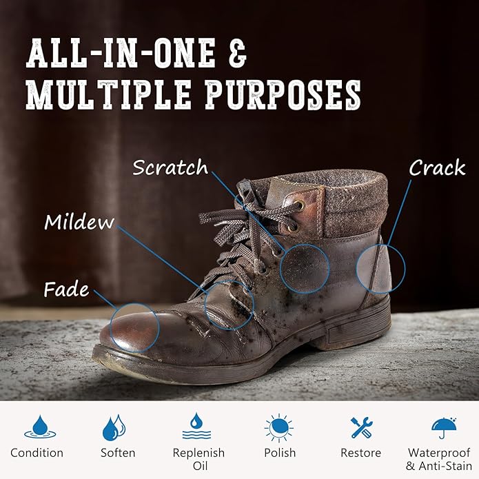 MEKER Mink Oil, Mink Oil for Leather Boots, All-Natural Leather Conditioner with Sponge, Restore Shoes, Jackets, Hats, Baseball Gloves, Saddles and Harnesses, 3.52oz