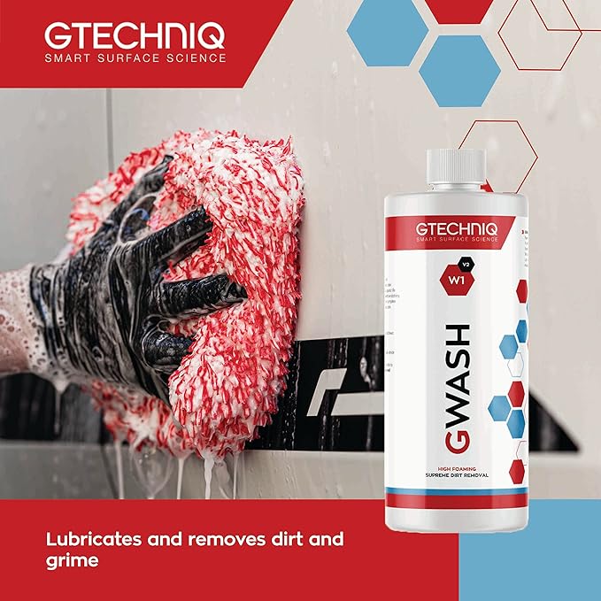 Gtechniq - W1 GWash - High Foam Content, Maximum Gloss Retention, Tough On Dirt and Grime, High Slickness Lubrication - Breaks Down Residue, Works Great in Foam Cannons (500 milliliters)