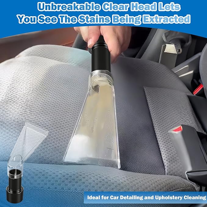 Happy Tree Universal Fits All Shop Vacs with 2-1/2"& 1-7/8" & 1-1/4" Adapters Large 7-1/2"& Small 3-1/2" Clear Head for Upholstery/Carpet Cleaning, Shop Vac Extractor Attachment