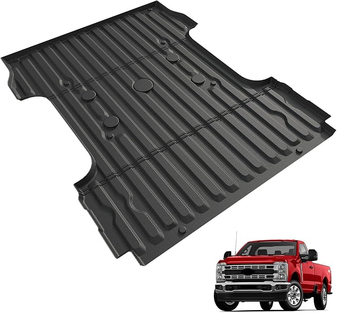 Bed Mat for Ford F250 F350 F450 Super Duty 2017-2026, All Weather Truck Bed Liner for 2026 2025 Ford F-250 F-350 F-450 Accessories, 6.8FT 81.9'' TPE Heavy Duty Cargo Liner Truck Mat