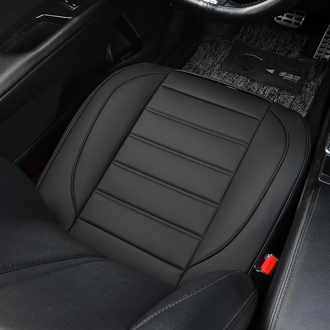 1 Pack Leather Front Car Seat Covers,Bottom Seat Covers for Cars,Driver Car Seat Cushion Cover,Luxury Seat Protectors,Waterproof,Full Wrap,for Most Vehicles,Sedan,Truck,SUV(Black)