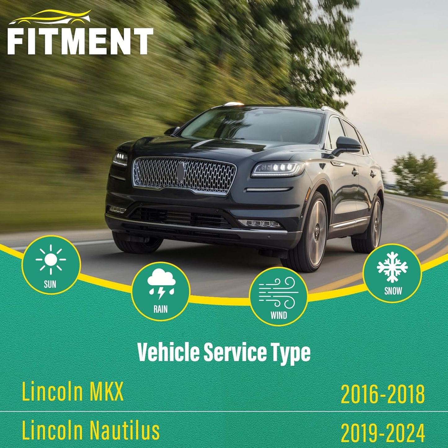 24" 18" 11" Windshield Wiper Blades Replacement for Lincoln Nautilus 2019 2020 2021 2022 2023 2024 / Lincoln MKX 2016 2017 2018 Premium All Weather Front Rear Wipers Set - OEM Quality (Pack of 3)