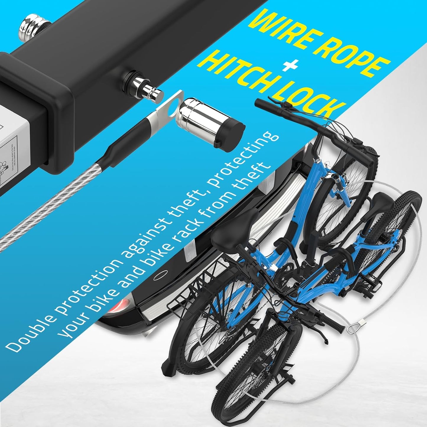 PAULINN Ebike Rack for Tow Hitch, Heavy Duty 2 Bike Folding Bicycle Car SUV Racks for E Bike,Fat Tire and Standard, 2" Hitch Receiver, 200 LBS