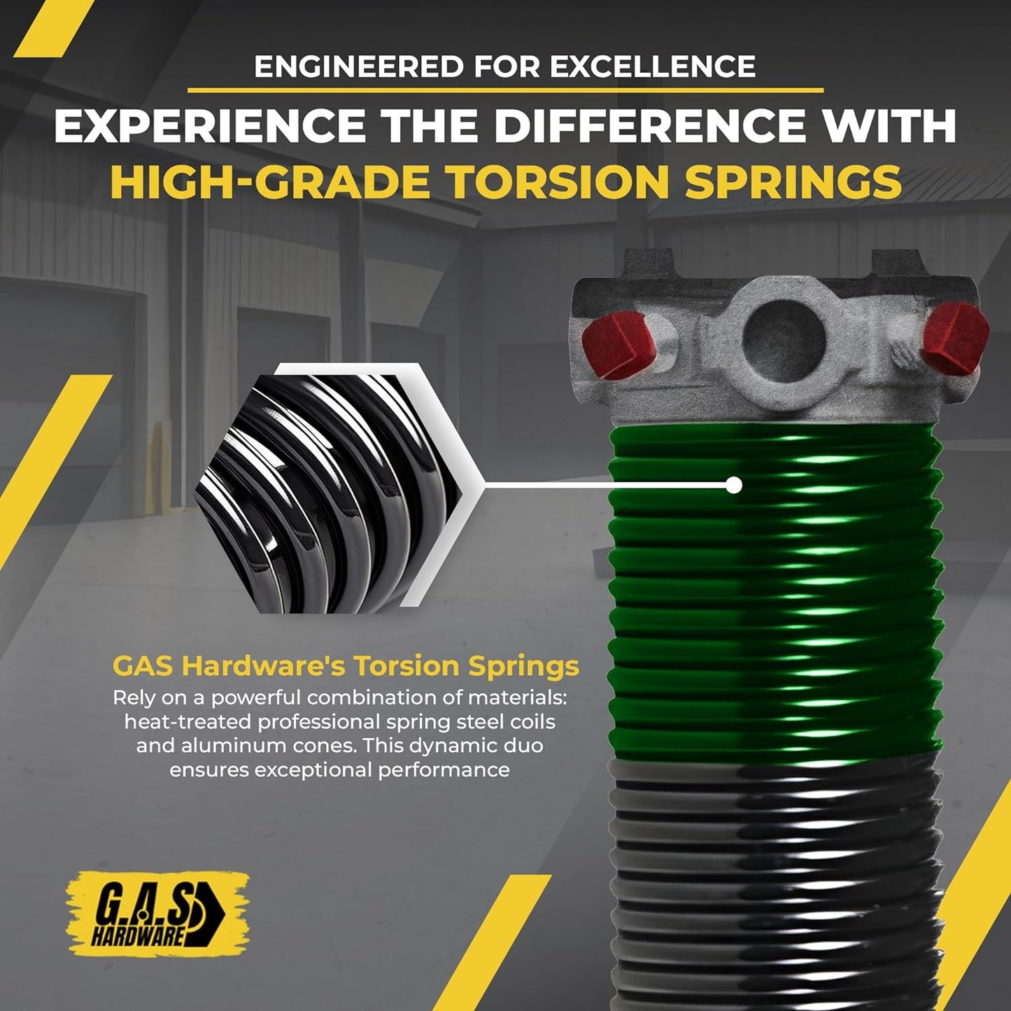 Garage Door Torsion Spring 243x2x28 Torsion Springs for Left Side of Garage Door with 1" Steel Bearing, Gloves, and Winding Bars Precision E-Coating 5-Year Warranty Minimum 30,000 Cycles (Red Cone)
