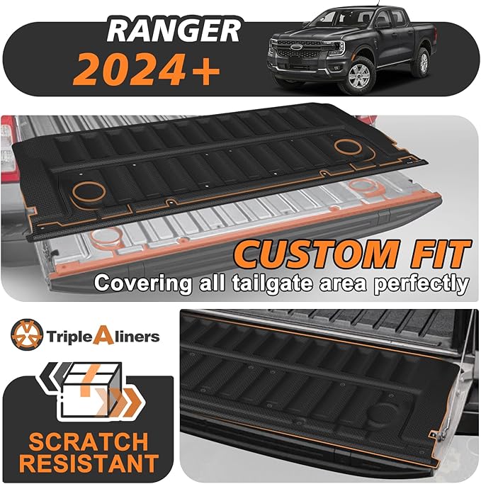 TripleAliners Tailgate Mat Compatible with Ford Ranger 2025 2024 Accessories Truck Tailgate Liner Bed Cover All-Weather Protector Cargo Cover Custom Fit for Ranger