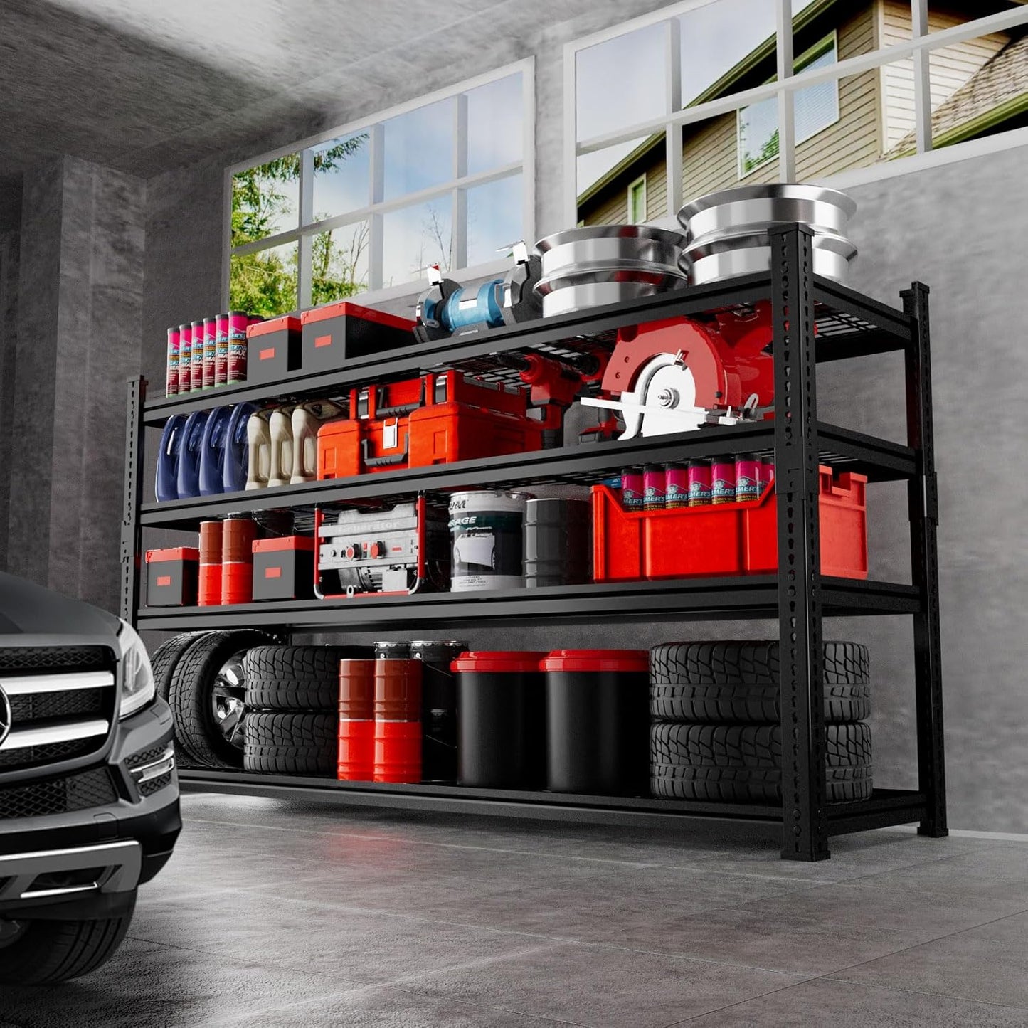 Storage Shelves 3PCS Garage Shelving Heavy Duty 2640LBS Capacity, 60"L x 24"W x 60"H Adjustable Metal Shelving Organizer Wire Rack, 4 Tier Utility Shelf Unit for Pantry Closet Warehouse Organization