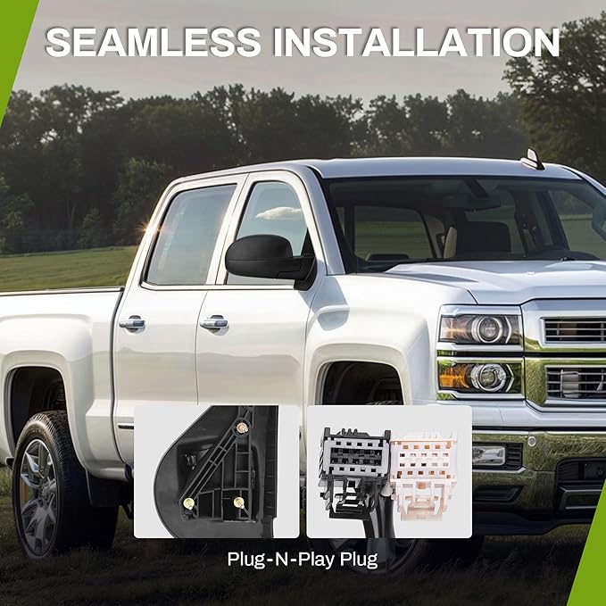 AUTOSAVER88 Towing Mirrors Compatible with 2007-2013 Chevy Silverado GMC Sierra 1500 Yukon 2500, Power Adjustable Tow Mirror Pair Set with LED Arrow Signal Puddle Light Folding