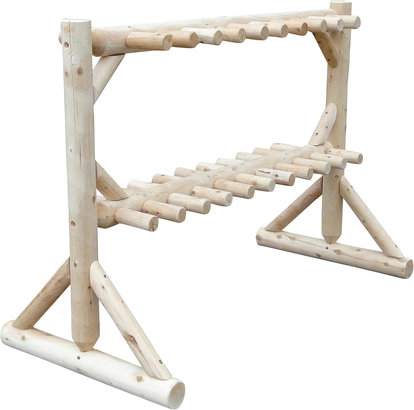 17-Pair Freestanding Skis + Snowboard Log Rack, Standing Shorter Ski Storage Racks, Snowboard Sports Organizer, Ski Poles Garage Sports Equipment Organizer, Rack for Snowboards - Natural