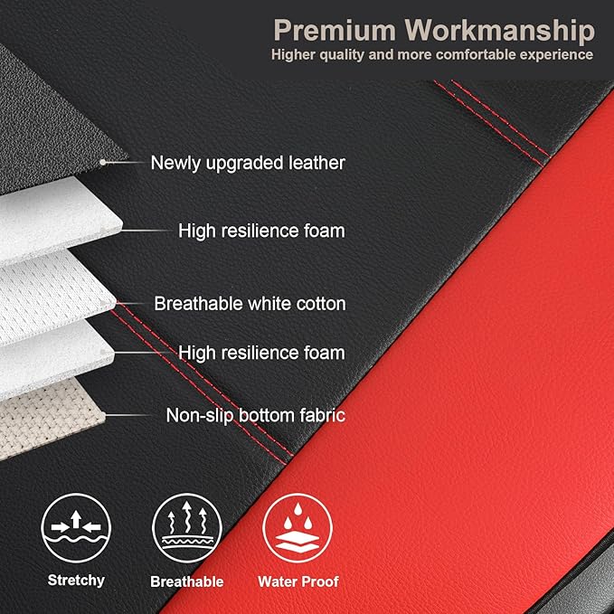 GIANT PANDA Front Car Seat Cover for Jeep Wrangler TJ (1997-2006),Leather Bucket Seat Covers Custom Fit Jeep Accessories (Red+Black) 2-Pack