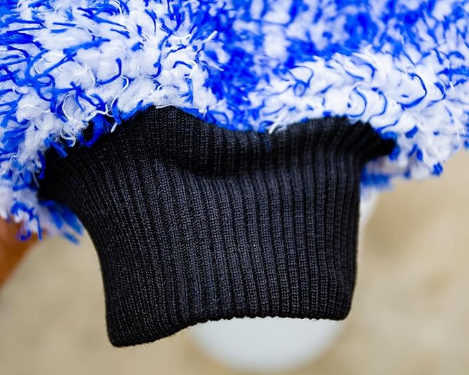 Microfiber Car Wash Mitt, Plush Cleaning Fibers, Scratch-Free, Swirl-Free, Lint-Free, 8in x 11in, Machine Washable, 2-Pack (Blue)