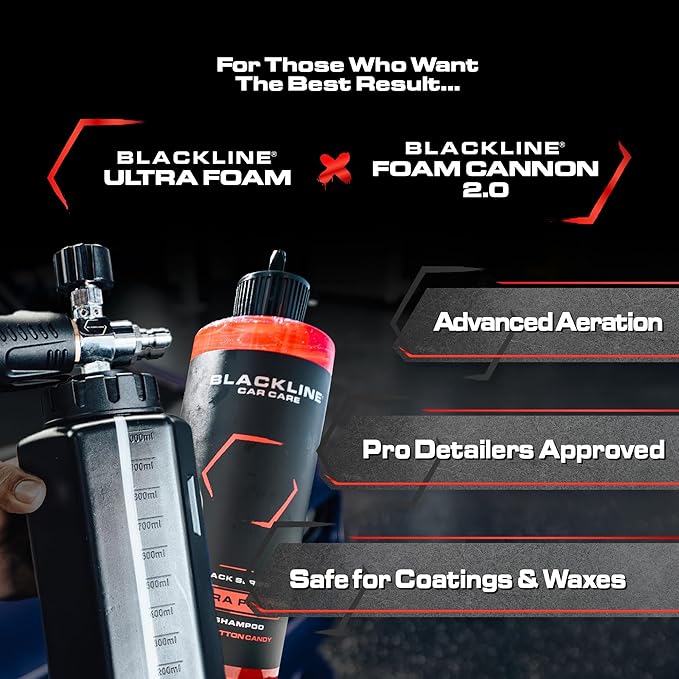 Blackline Automotive Extreme Foaming Car Shampoo - Extreme Ultra Foam Perfect for Ceramic Coatings - Compatible with Foam Cannon for Pressure Washer (16 Fl Oz, Cotton Candy)