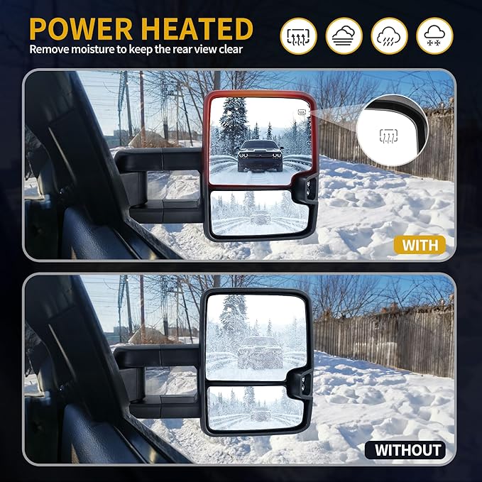 DWVO Towing Mirrors Compatible with Chevy/GMC 2003-2006 and 2007 Classic Model, Tow Mirrors for 2003-2007 Silverado Sierra 1500 2500 3500, Automotive Exterior Mirrors with Heated Power Turn Signal