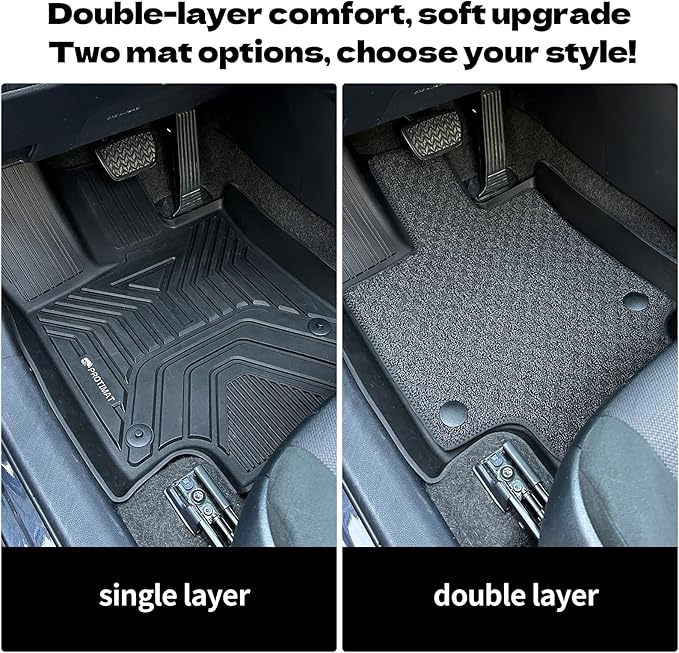 Double Layer Floor Mat Custom Fit 2017-2025 Ford F-250 SuperCrew Cab, All Weather TPE Floor Mats for Ford F250 1st & 2nd Row Full Set Cargo Liner (Black)