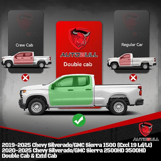 6 Inches Double & Extd Cab Running Boards Side Steps Compatible with 2019-2025 Chevy Silverado/GMC Sierra 1500 (Excl 19 Ld/Lt, 2020-2025 2500HD 3500HD, Silver Textured Aluminum Nerf Bars