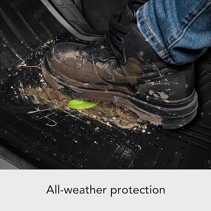 Amazon Basics All-Season Floor Mats for Cars, SUVs and Trucks, Premium Rubber, All Weather Protection, Universal Trim to Fit, 2-Piece, Black