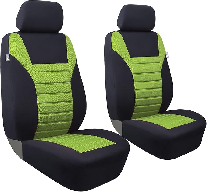 FH Group Automotive Car Seat Covers Front Set Premium 3D Air Mesh Front Seat Covers, Airbag Compatible Universal Fit Interior Accessories for Cars Trucks and SUVs - Green