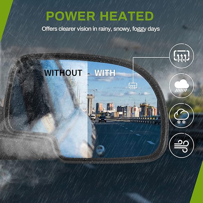 AUTOSAVER88 Towing Mirrors Compatible with 2003-2006 Chevy Silverado GMC Sierra, Power Adjustable Heated Side Tow Mirror for 03-06 Suburban Avalanche Tahoe with Turn Signal Pair Set