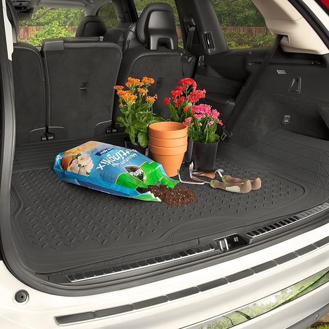 BDK Heavy Duty Rubber Cargo Mat Liner - All-Weather Trunk Protection, Trim-to-Fit Design for Cars, SUVs, Vans & Trucks - Non-Slip, Waterproof, Durable Cargo Floor Liner - 54" x 43.5" x 0.25" - Black
