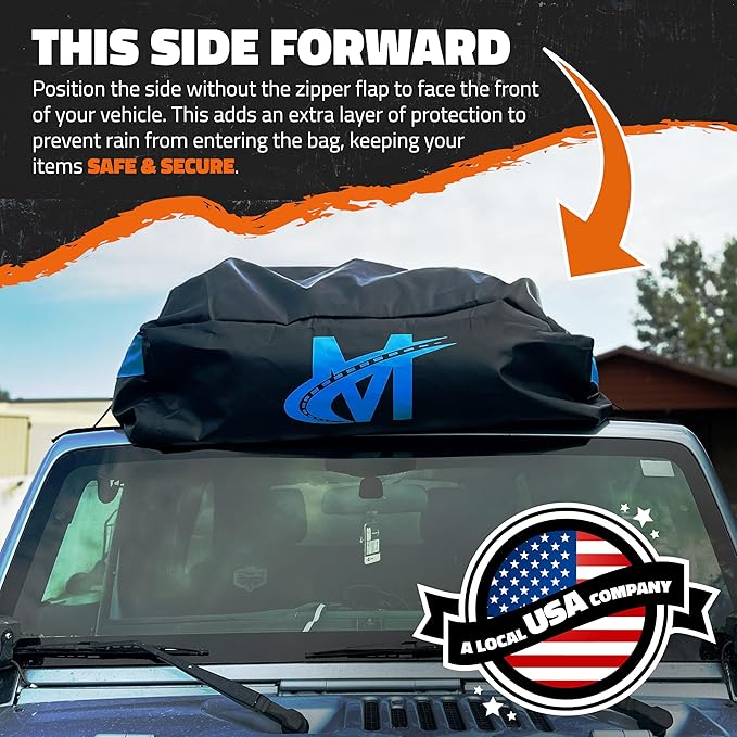 Mockins 35 CuFt XL Car Rooftop Cargo Carrier Bag | 80"x40"x19" Car Top Carrier Without Roof Rack | All Weather Soft-Shell Vinyl Waterproof Cargo Bag for Top of Car Storage w/Roof Bag Accessories