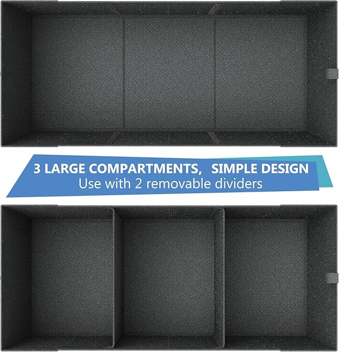 MIU COLOR Trunk Organizer for Car, Car Organizer, Sturdy Trunk Organizer for SUV, Non-Slip Bottom, Storage Organizer for Sedans, Van, Jeep, Grocery, Large 3 Compartments, Ebony 32"×13"×10.6"