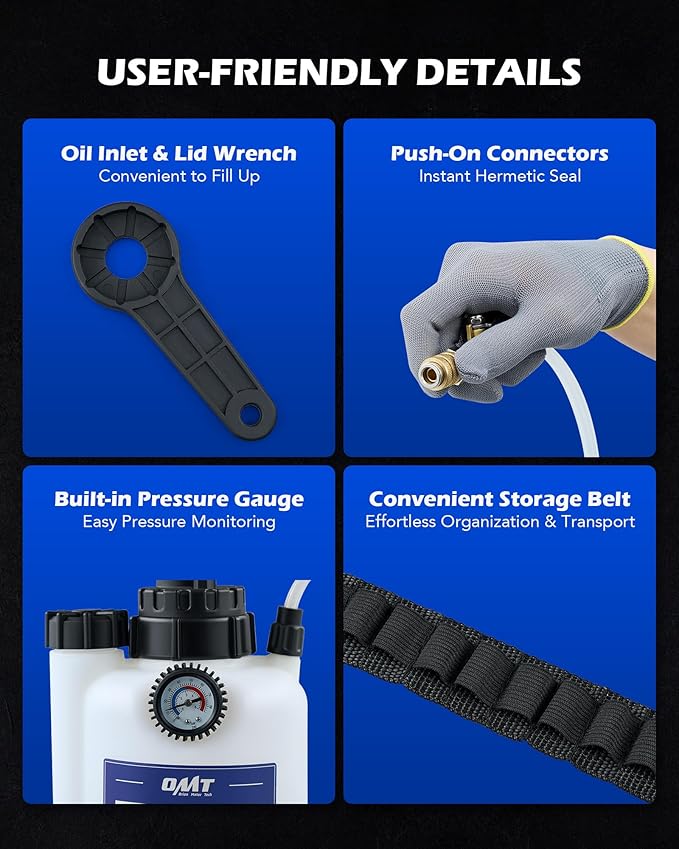Orion Motor Tech Transmission Fluid Pump, 3L Transmission Filler Pump with 12pc ATF Aluminum Adapters, Manual Transmission Fluid Transfer Pump with Pressure Gauge, Transmission Dispenser Oil Pump Tool