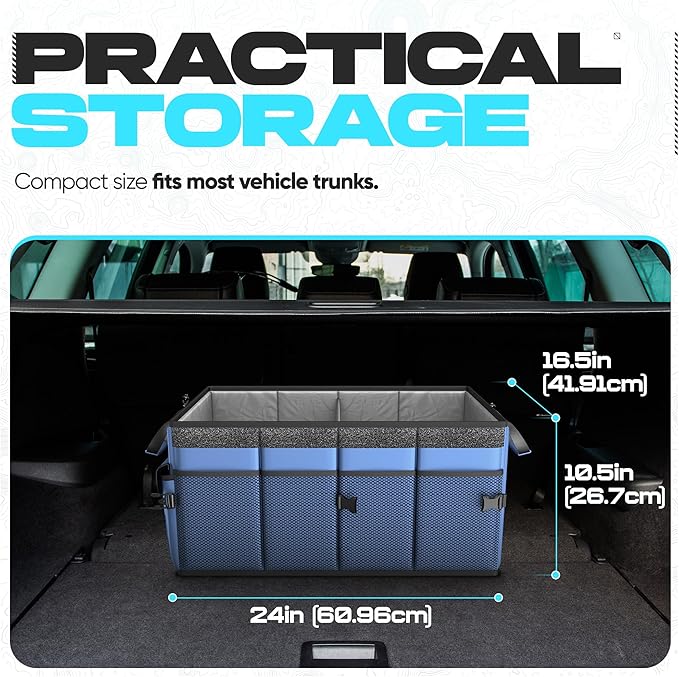 FORTEM Trunk Organizer For SUV Car Trunk Organizer, Foldable Storage, Car Accessories for Women Men, Collapsible Multi Compartment, 600D Oxford, Non Slip Bottom, Securing Straps, Soft Cover (65L)