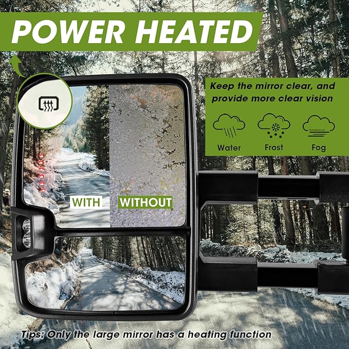 Towing Mirrors for Chevy Silverado/GMC Sierra 1500 (2014-2018), 2500HD/3500HD (2015-2019), Switchback Dynamic Turn Signal/Running Lights Power Heated (Painted Silver)