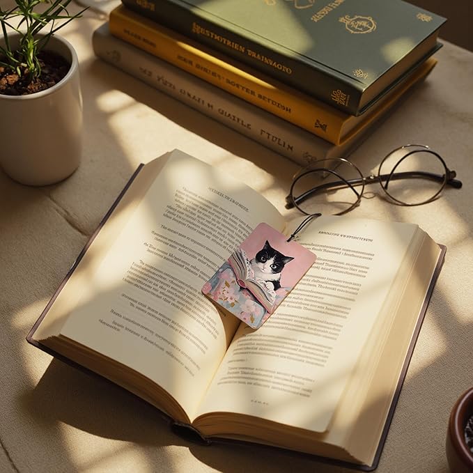 Funny Cat Reader Book Car Air Freshener 4 Pcs, Preppy Pink Floral Black Orange Tabby Cats Bookish Hanging Air Freshener for Car Closet Drawer Books, Girly Car Accessories Mirror Decor for Women