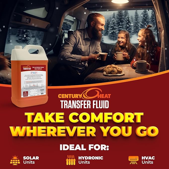 Century Heat Transfer Fluid, Non-Corrosive, Non-Toxic Propylene Glycol RV Antifreeze for Heating Systems | Ready to Use | Recomended by Aqua-Hot, Oasis & Timberline. - Red 1 Gallon