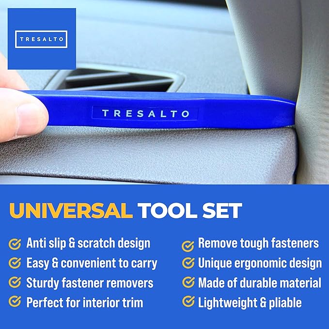 Auto Trim Removal Tool Kit - 5 Piece Set for Dash, Door Panel, Clip Remover - Scratch-Resist Nylon Pry Tools for Interior Car Trims Work - Panel Prying Tools Included - Blue