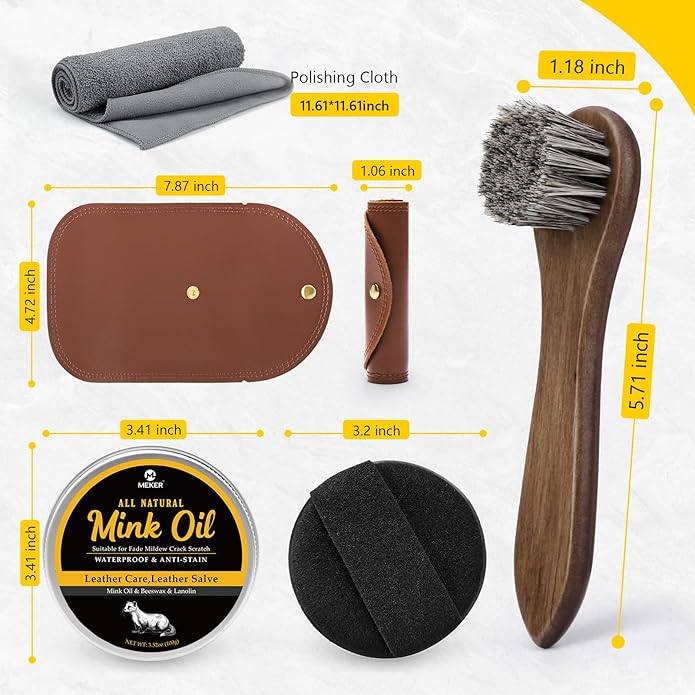 MEKER Mink Oil for Leather Boots, Leather Conditioner and Cleaner 3.52 oz-All-Natural Waterproof Soften and Restore Shoes