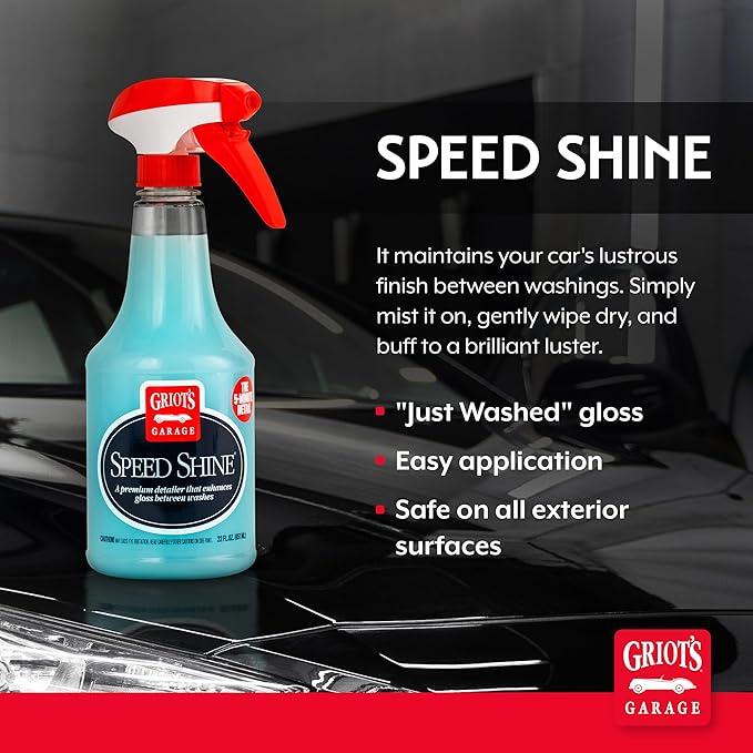 Griot's Garage Speed Shine for Car Detailing, Quick Detailer for All Exterior Surfaces, Trim and Wheels, Provides a Glossy Finish, 10950, 22 oz
