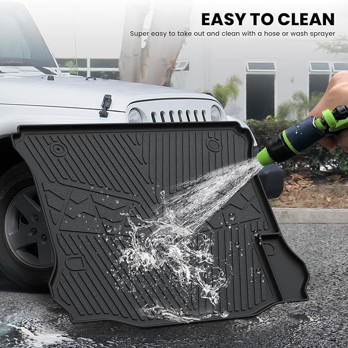 LASFIT Trunk Mat for Jeep Wrangler 2011-2018 JK Unlimited 4-Door Without Subwoofer (NOT for JL or 2-Door) All Weather TPE Custom Fit Cargo Mat Trunk Liner Cargo Liner, Black