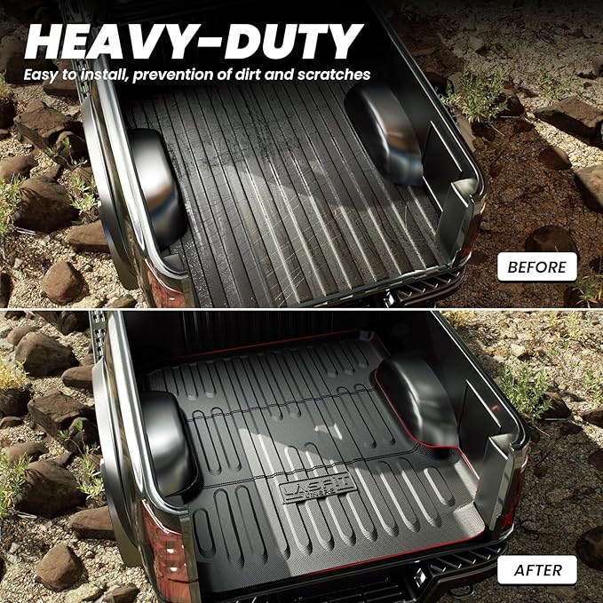 LASFIT 6FT4 Trunk Bed Mat for Ram 1500 2019-2026 Standard Bed (6.4 FT / 76.3inches) NOT for Classic Model or Model with RamBox, All Weather TPE Custom Fit Truck Cargo Bed Liner, Black