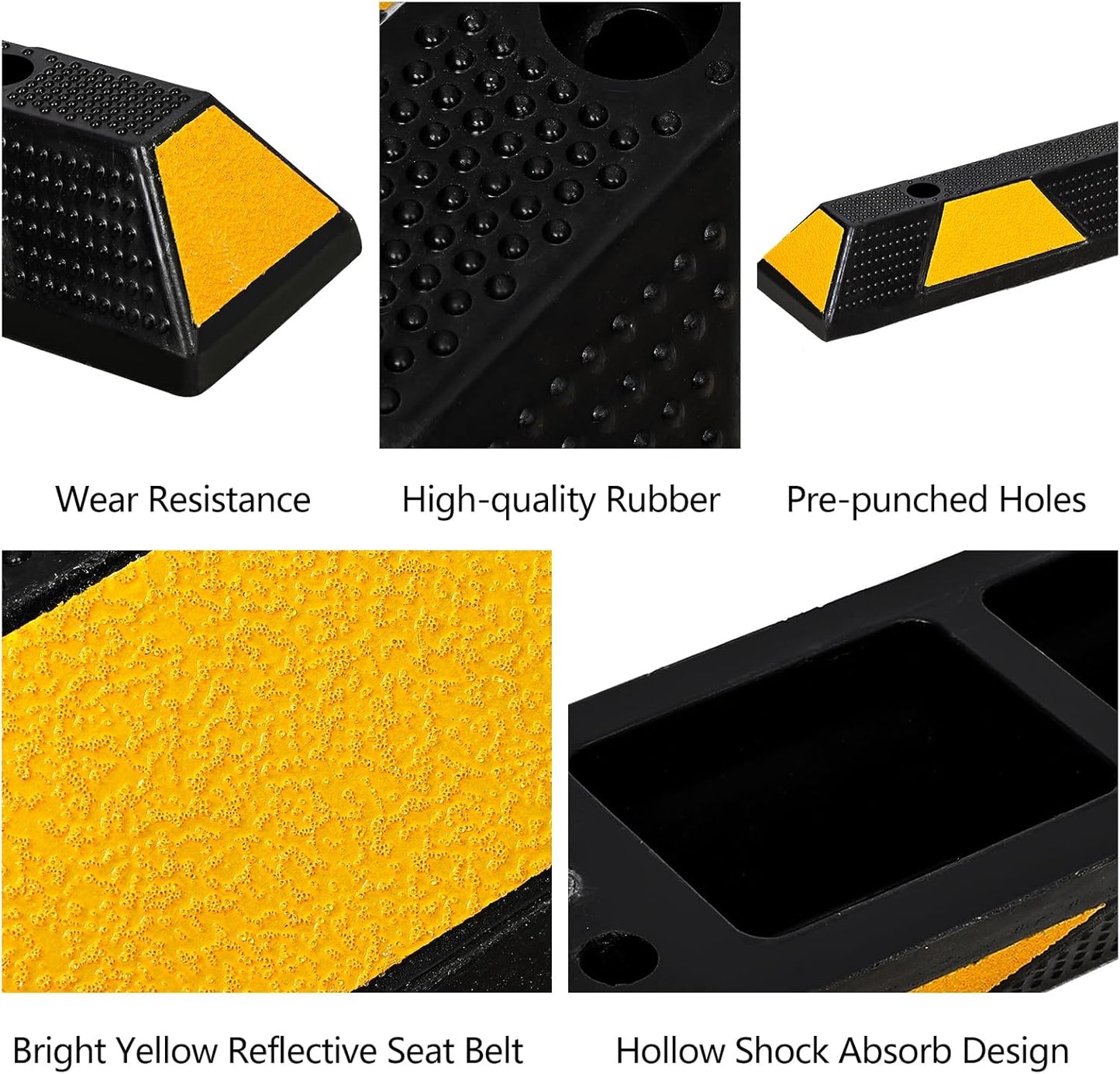 72" Car Parking Stopper, Heavy Duty Rubber Parking Curb Wheel Stops with Highly Visible Reflective Strips, Garage Floor Stopper for Cars, Truck, Trailer, Van, Pack of 1