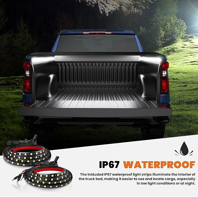 Fiberglass Hard Tri Truck Bed Tonneau Cover Compatible for 2015-2025 Ford F150 F-150 Styleside (Not for Flareside) 5.5FT Bed (incl Utility Track System w/Light Strip)