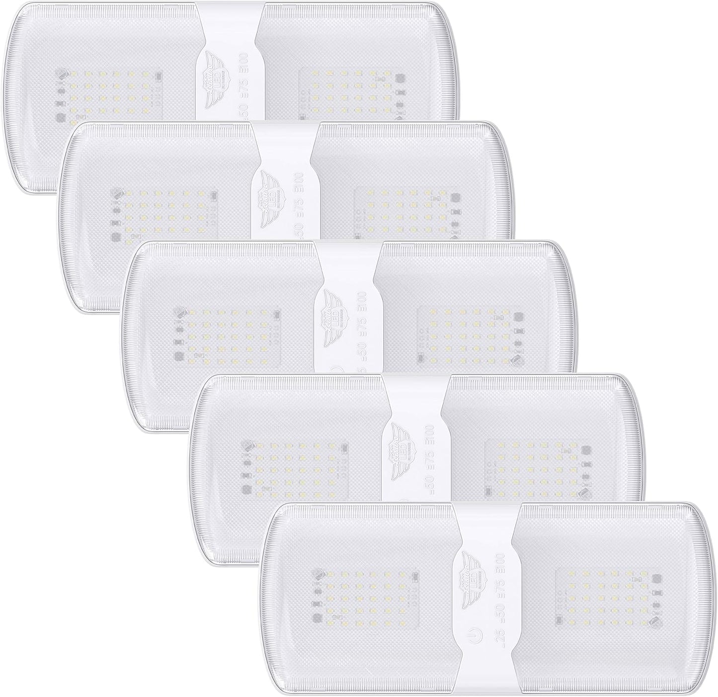 Leisure LED 5-Pack RV LED Ceiling Double Dome Light Fixture with Built in Dimmer Interior Lighting for Car/RV/Trailer/Camper/Boat 12V Natural White 4000-4500K 620 Lumen (5-Pack)