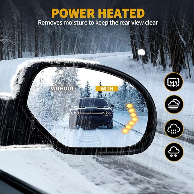 DWVO Left Driver Side Towing Mirror for 2007-2014 Chevy Silverado & GMC Sierra New Body - Electric Heated Defrost, Power Adjustable Glass, LED Turn Signal, Puddle Lamp, Manual Folding