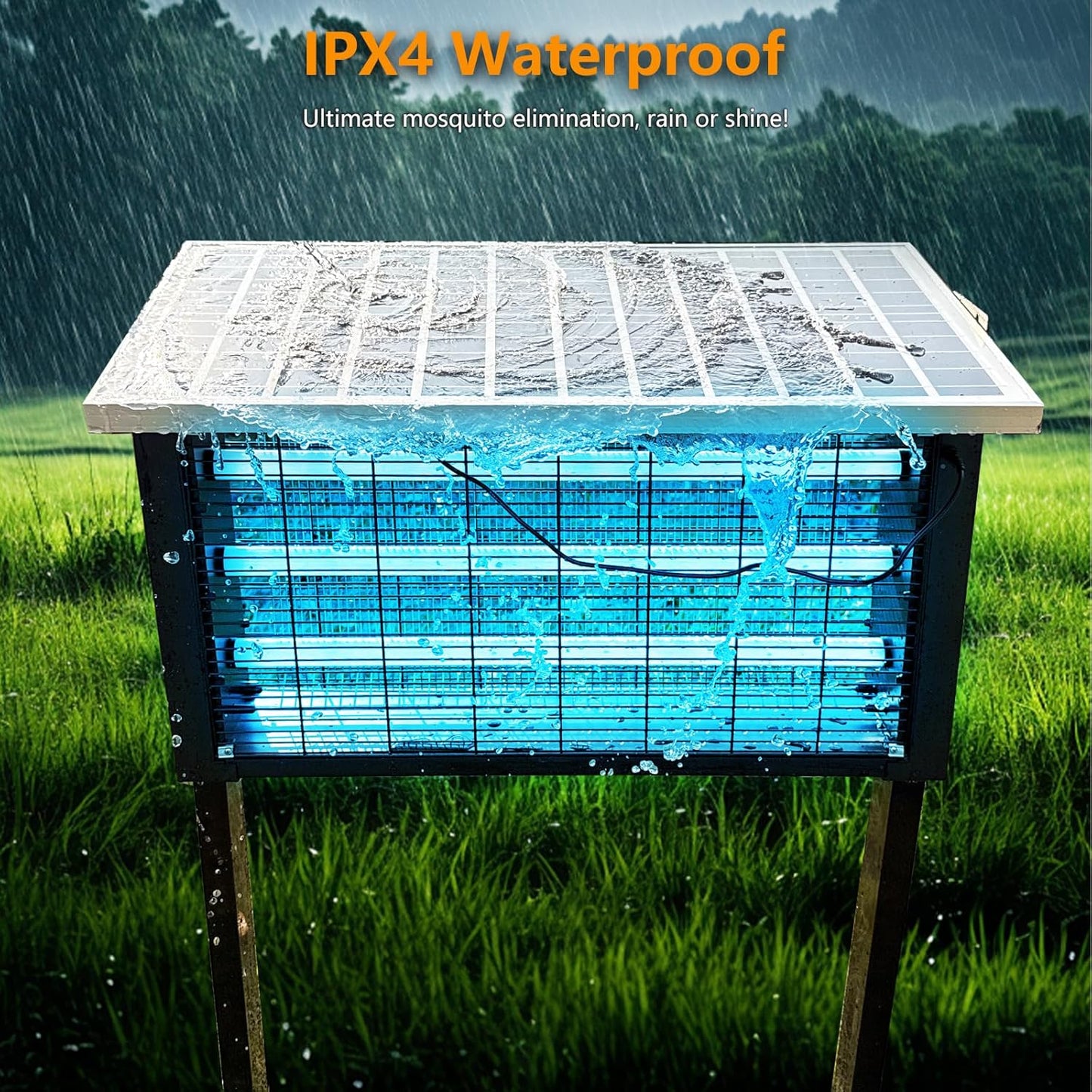 Powerful Super Large Solar Bug Zapper Outdoor for 8000 sq.ft, Poartable Rechargeable Mosquito Zapper with High Powered, Cordless Solar Fly Zapper for Patio Garden Backyard RV Camping Pond Pest Control