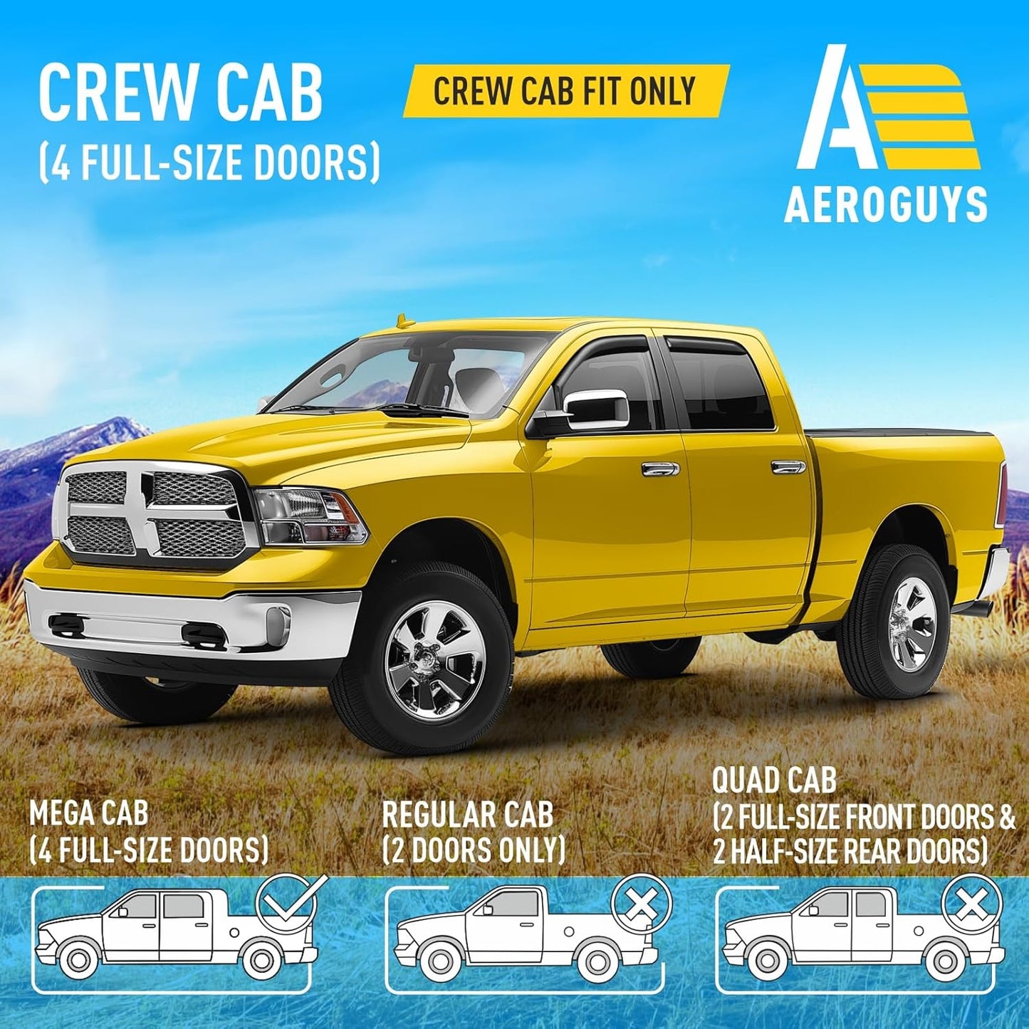 Extra Durable Window Deflectors in-Channel Window Visors Rain Guards Fit for Dodge Ram 1500 2009-2018 Crew Cab, Sun Visors, Wind Vent for Shades, Exterior Car Accessories - 4pcs. AG0029