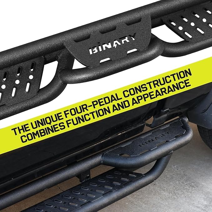 BINARY STAR Wheel to Wheel Running Boards Compatible with 2007-2018 Chevy Silverado/GMC Sierra 1500 Crew Cab, 07-19 Silverado/Sierra 2500 3500. Side Steps, 4-Steps Design Step Bars Nerf Bars.