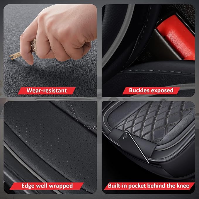 MIROZO Front Seat Covers, Car Seat Covers Black Vehicle Cushion Cover Breathable Fit for Most Sedan, Truck and SUV for Explorer Escape Civic Accord Camry RAV4 (Black,2PCS)